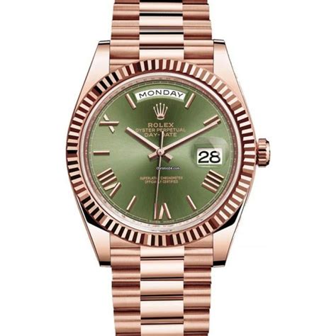 rolex president rose gold green|Rolex president rose gold 41mm.